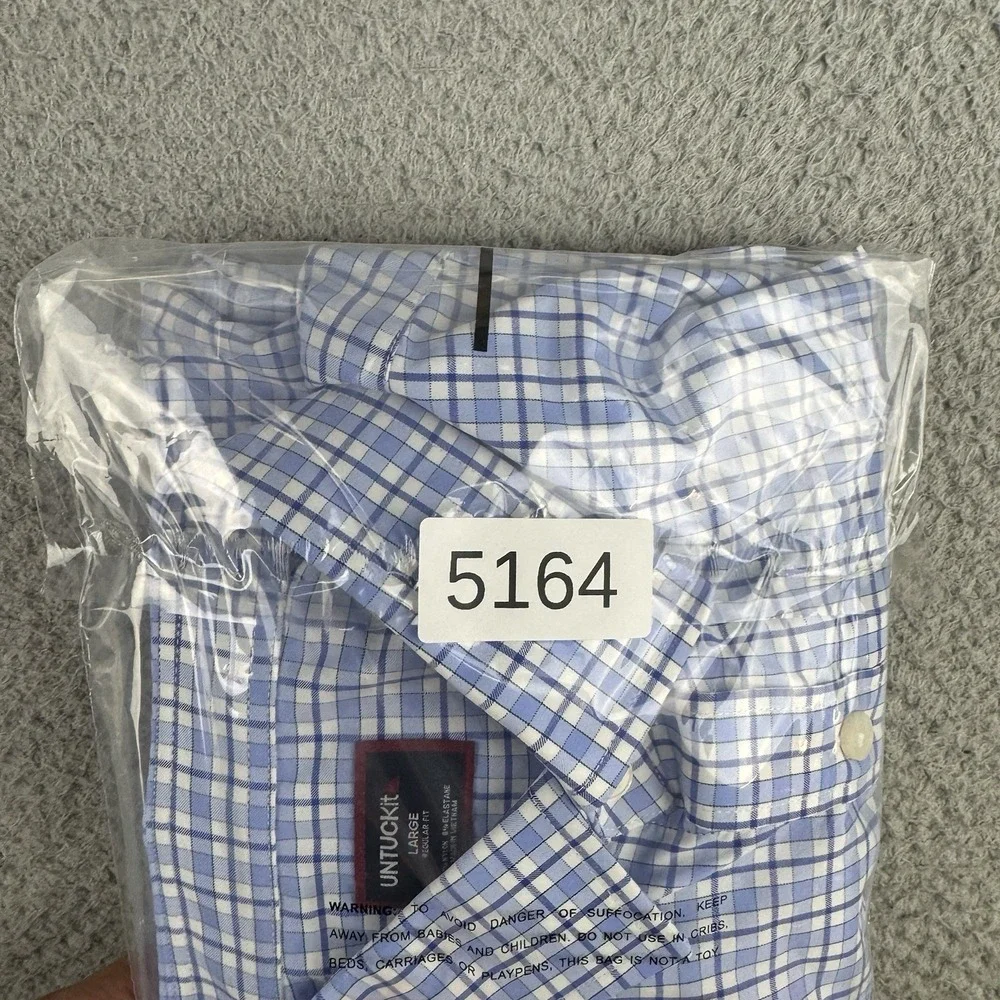 Untuckit Mens Long Sleeve Button Shirt Plaid Collared Business Casual Top Large